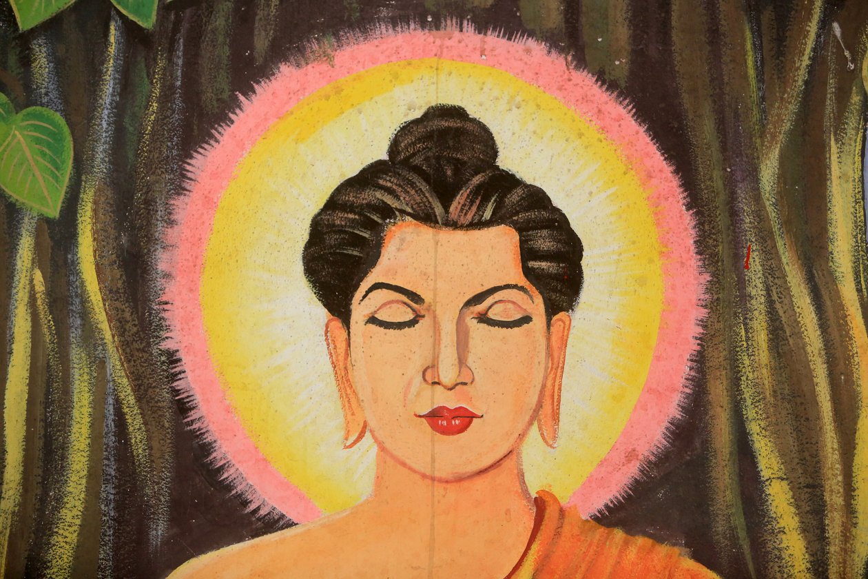 Schilderij dat het levensverhaal van Shakyamuni Boeddha uitbeeldt. Wat Naxai. Vientiane. Laos, 20151106, Vientiane, Laos door Unbekannt