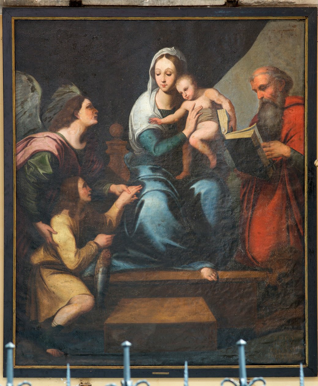 Onze-Lieve-Vrouwekerk van Pamele. Interieur. Madonna (Madonna met vis, Tobias). Kopie van Rafael (?). door Unbekannter Künstler