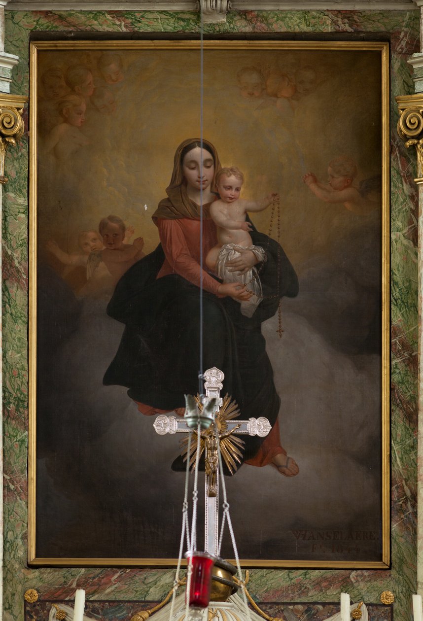 Sint-Machutuskerk Wannegem. Interieur. Het hoogaltaar. Gesigneerd Van Lanselaere 1844. door Unbekannter Künstler