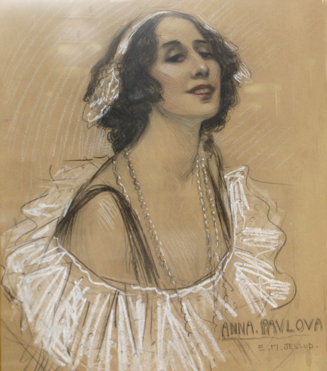 Pasteltekening van Russische balletdanseres Anna Pavlova in het London Jewish Cultural Centre, Londen, VK door Unbekannt