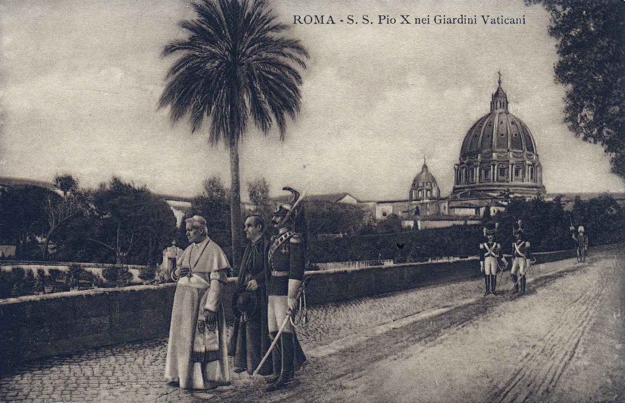 Paus Pius X (1835-1914) wandelend door de straten van Rome - Ansichtkaart 1903-1914 door William M. Timlin