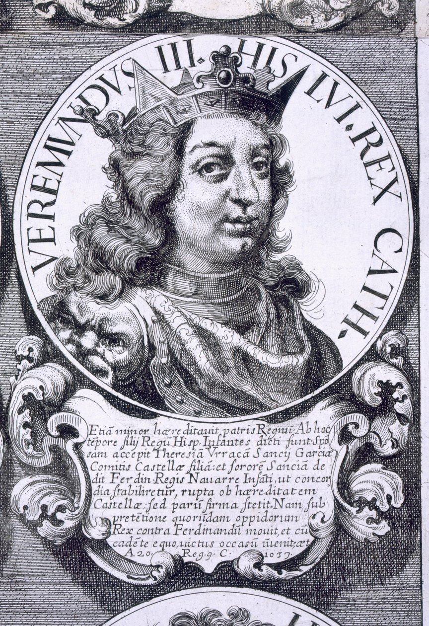Portret van Bermudo III van Leon (litho) door Unbekannt
