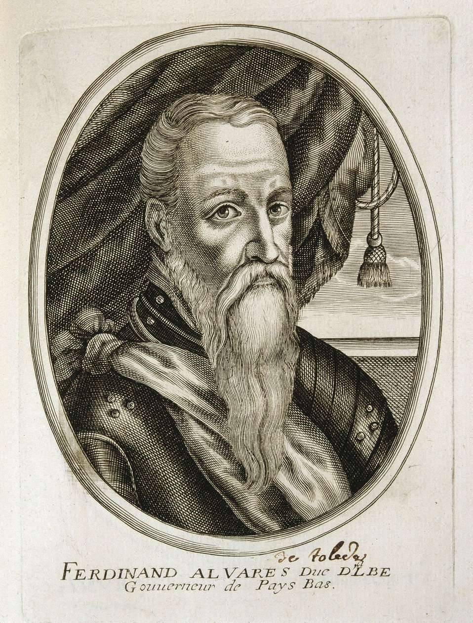 Portret van de Hertog van Alba (1507-1582) (gravure) door Unbekannter Künstler