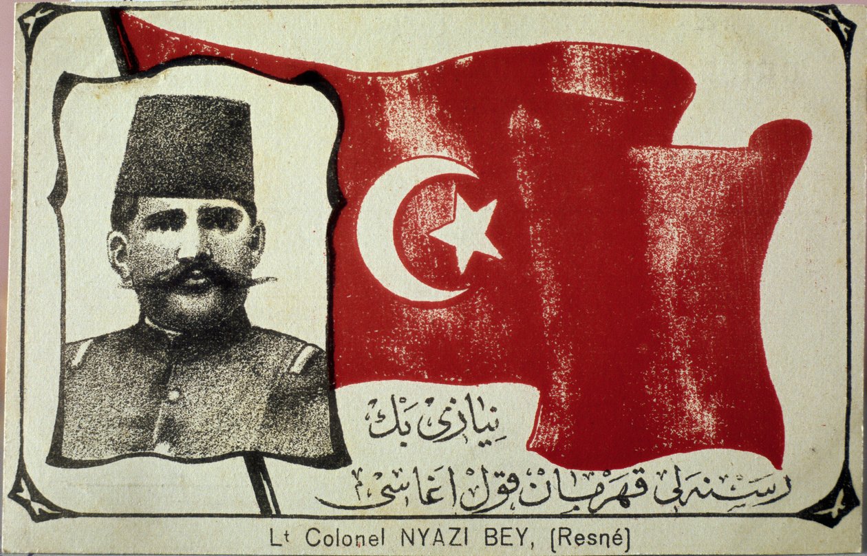 Portret van Niyazi Bey (gravure) door Unbekannter Künstler