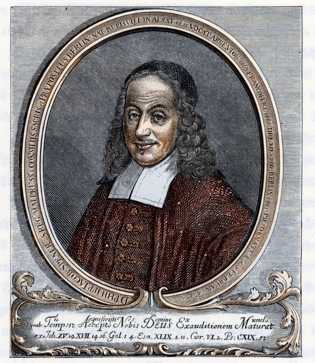Portret van Philipp Jacob Spener (Philippe Jacques Spener) (1635-1705) Lutherse theoloog en oprichter van het piëtisme (pietisme) Gravure uit "Germania" door Johannes Scherr 1880 door Unbekannter Künstler