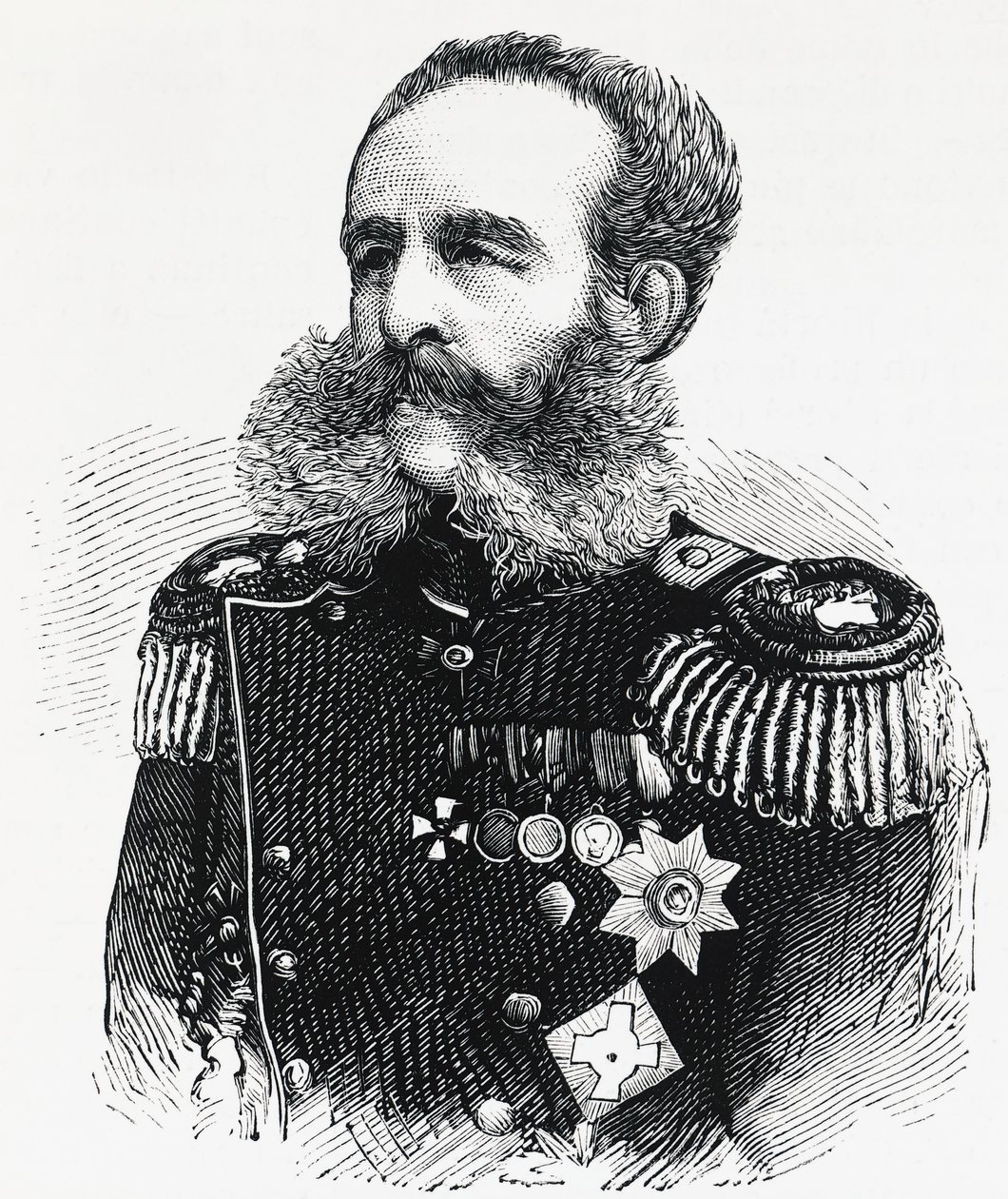 Portret van Prins Dmitry Ivanovich Sviatopolk-Mirsky (1825-1899), Russische generaal, gravure door William M. Timlin