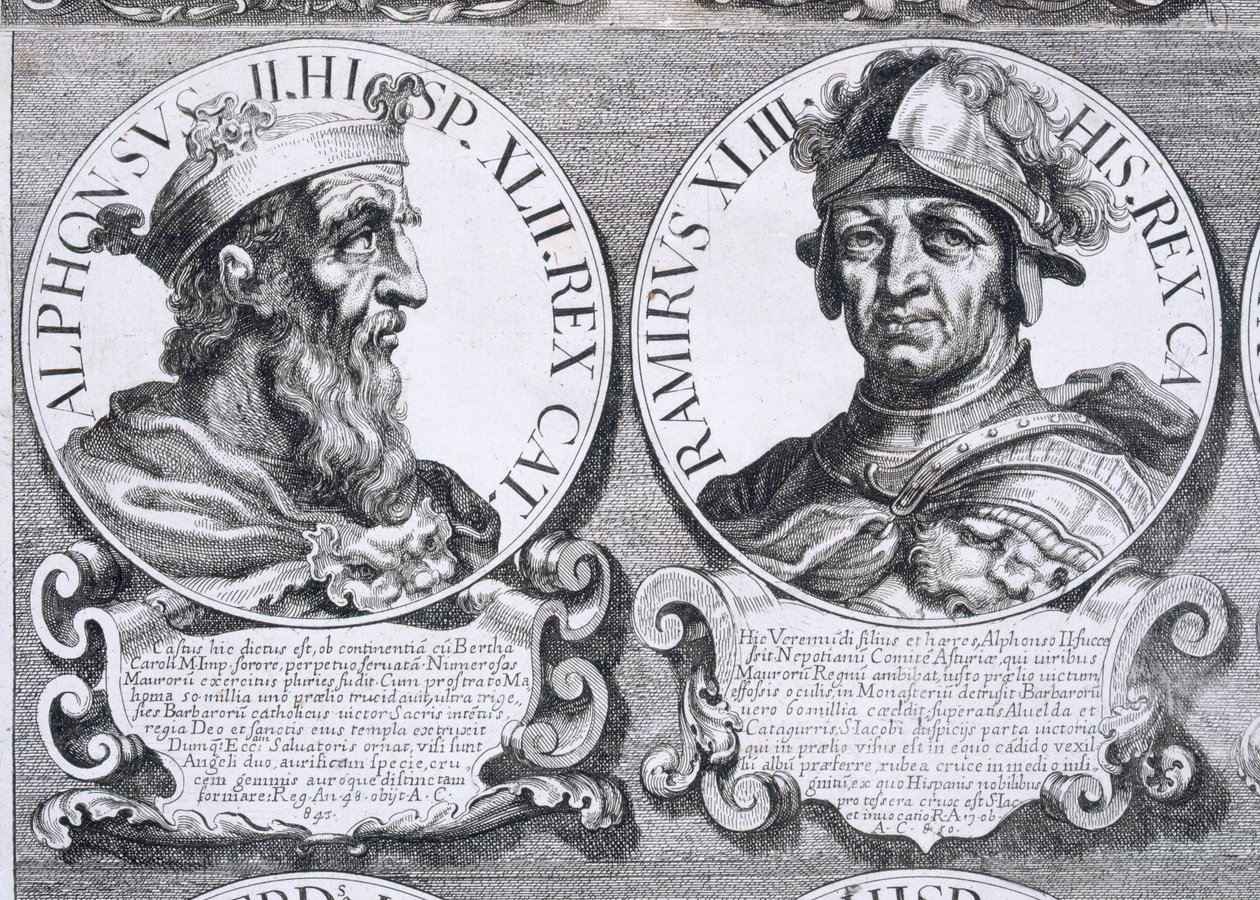 Portretten van Alfonso II en Ramiro I (litho) door Unbekannt