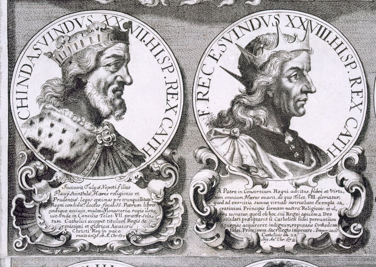 Portretten van Chindasuinth en Recceswinth (litho) door Unbekannt