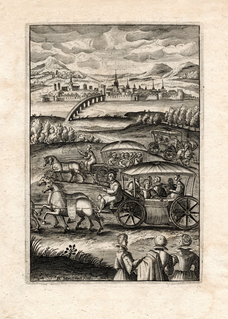 Processie met luitspelers, Parijs, ca. 1650 (gravure) door Unbekannter Künstler