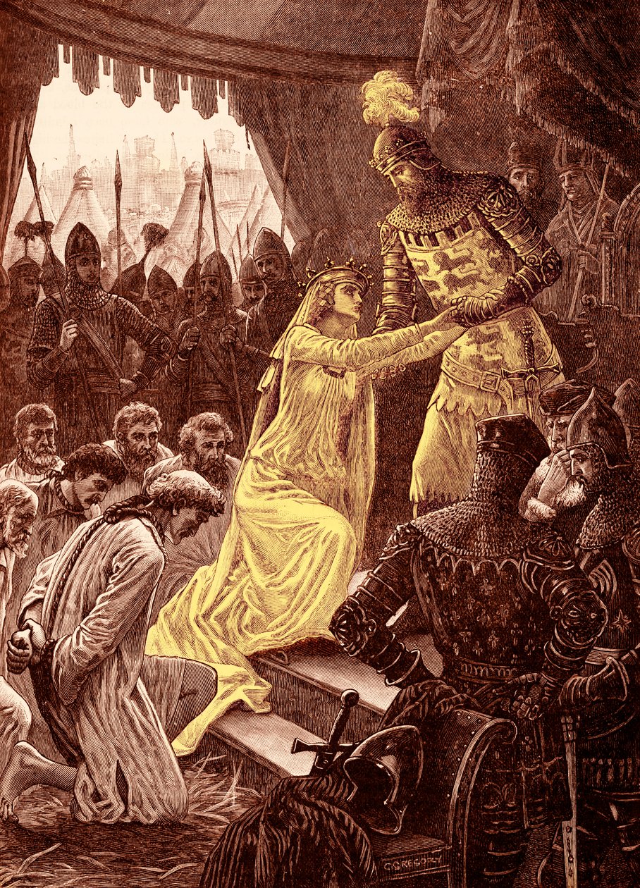 Koningin Philippa pleit voor de Burgers van Calais in 1347 (gravure) door Unbekannter Künstler