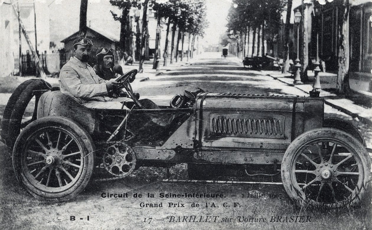 Racen, Grand Prix de Frankrijk (ACF): Barrel rijdt in een Brasier-auto op het Seine Inferieure-circuit, 2 juli door Unbekannt