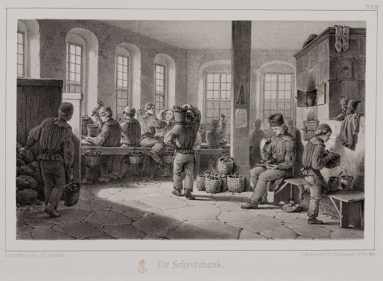 Grondstoffenverwerking, metallurgie verwerking van metaalerts, Duitsland, ca. 1851 door Unbekannt
