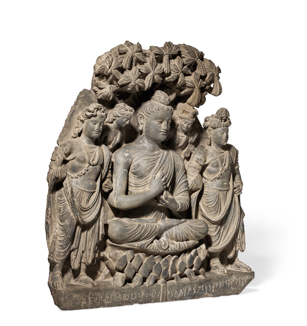 Relief Triade van Boeddha Shakyamuni met Bodhisattva