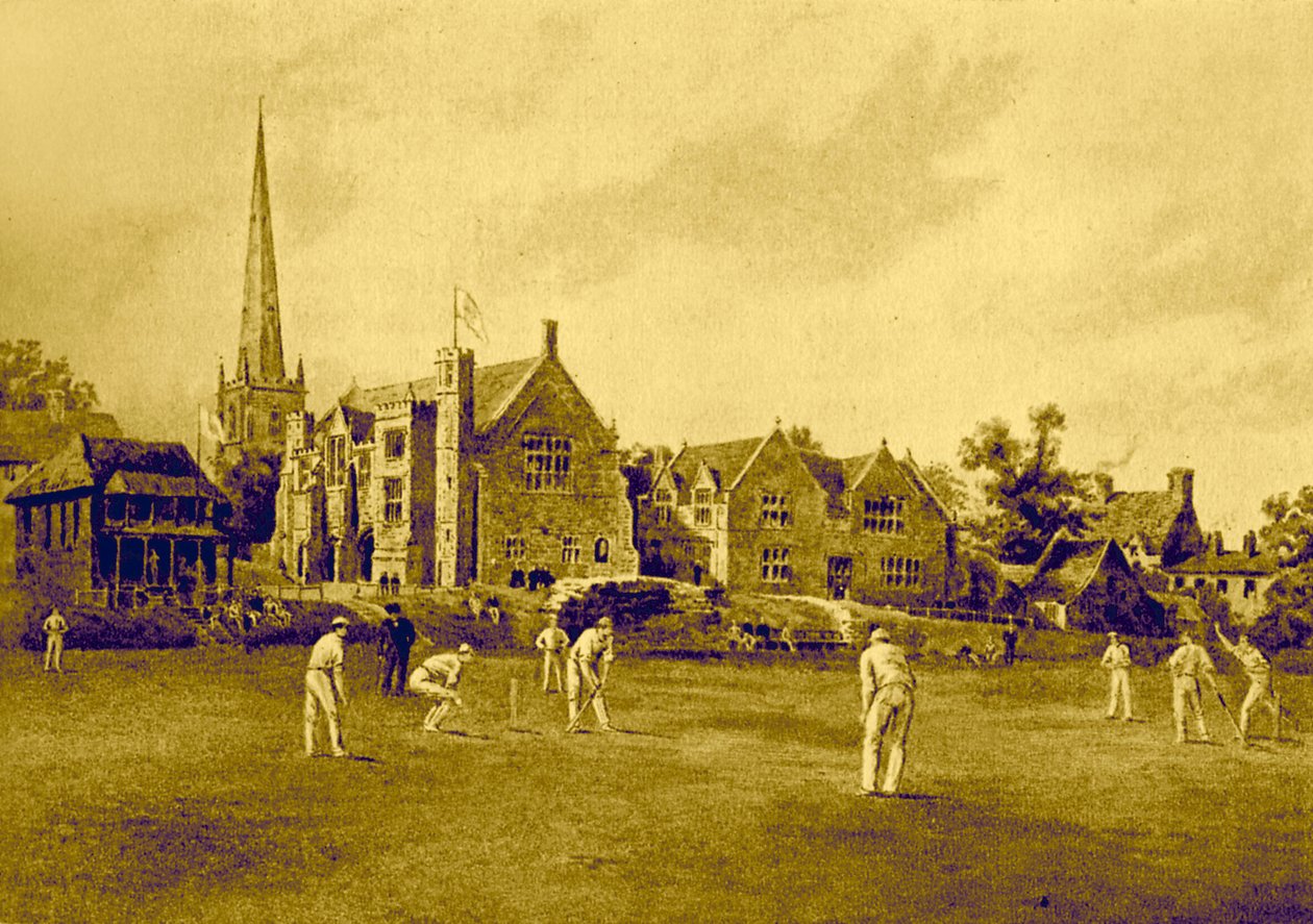 Repton School vanaf het cricketveld door Unbekannter Künstler