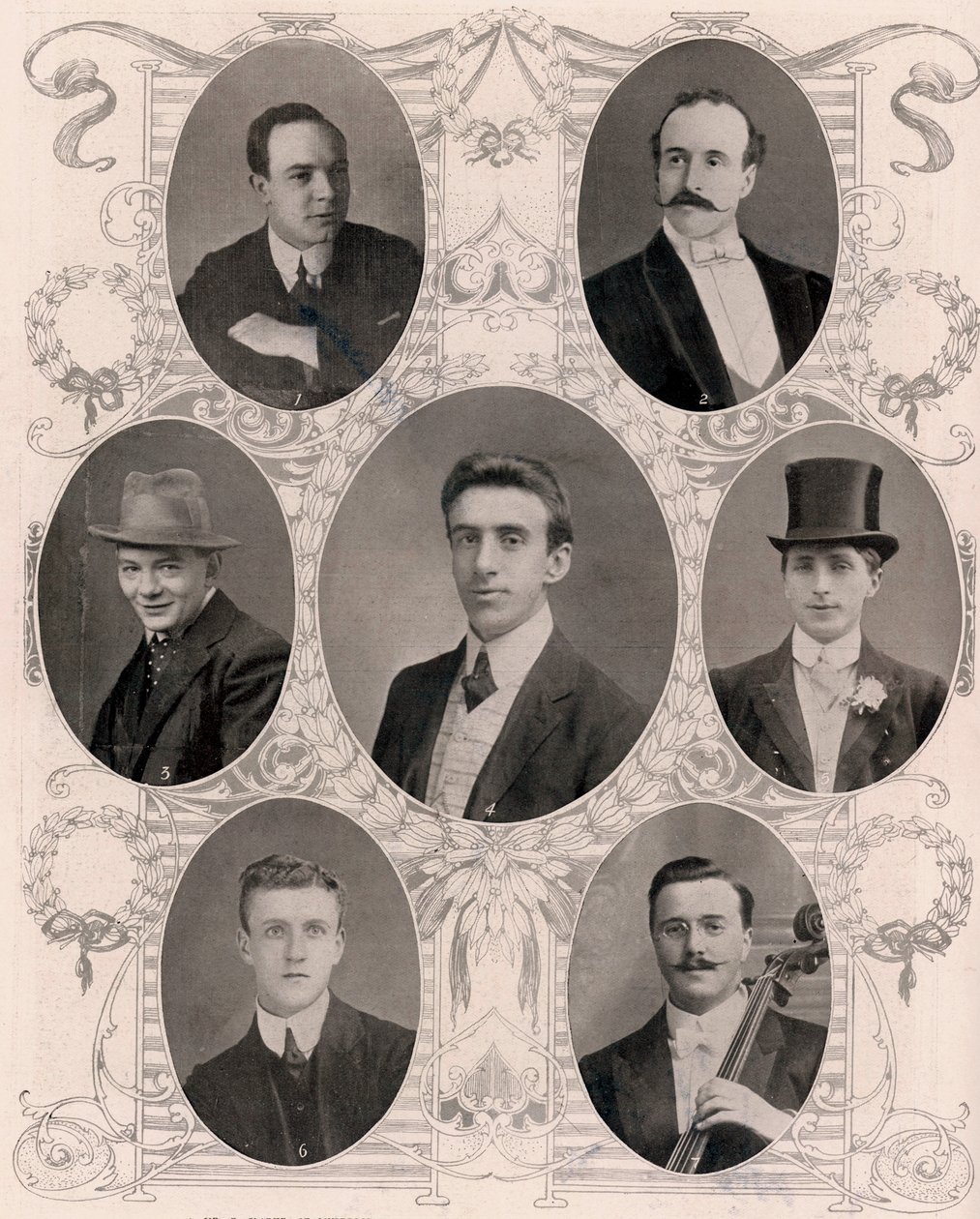 Zeven van de acht leden van de scheepsband op de Titanic door Unbekannt
