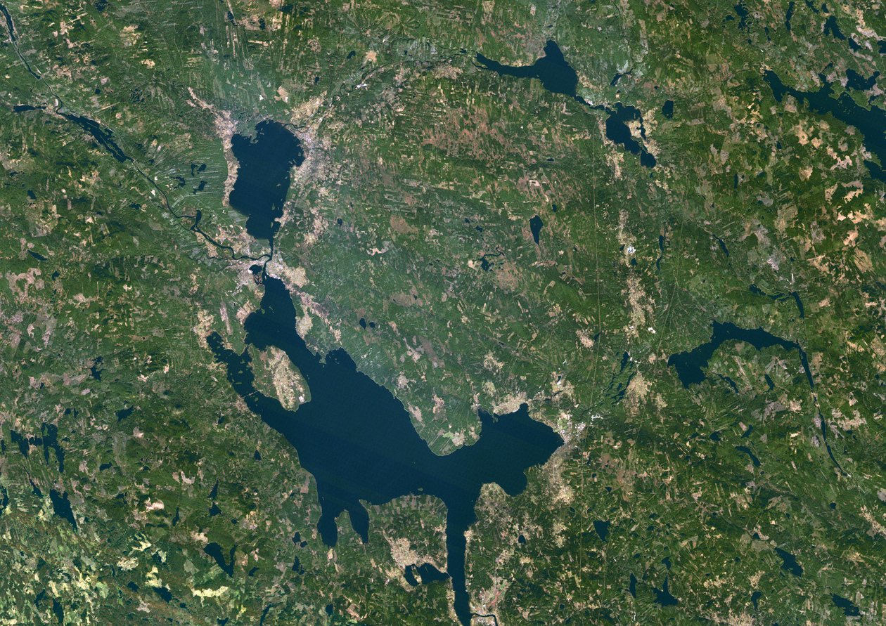 Siljan Meteor Impact Crater, Zweden, True Colour Satellite Image door Unbekannter Künstler