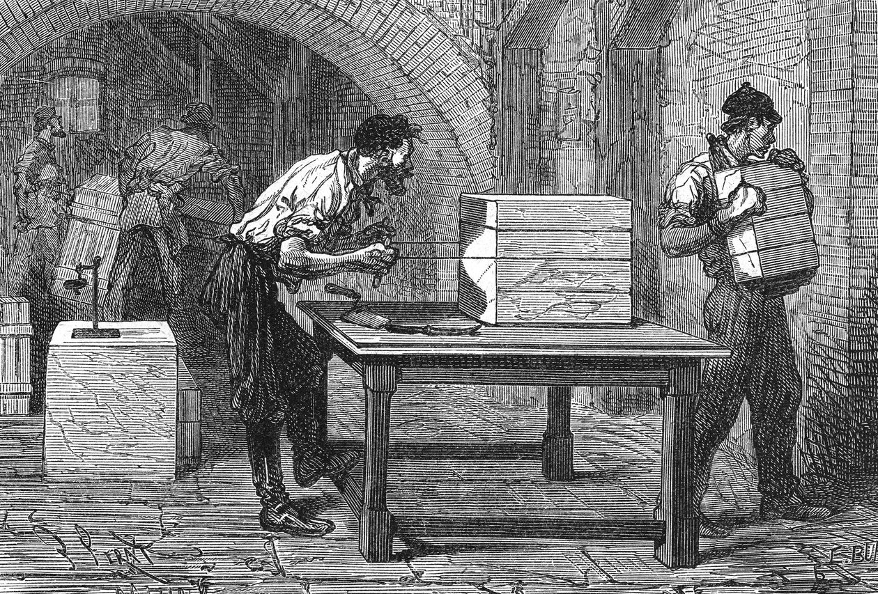 Zeep maken, Marseille, ca. 1880 (gravure) door Unbekannter Künstler