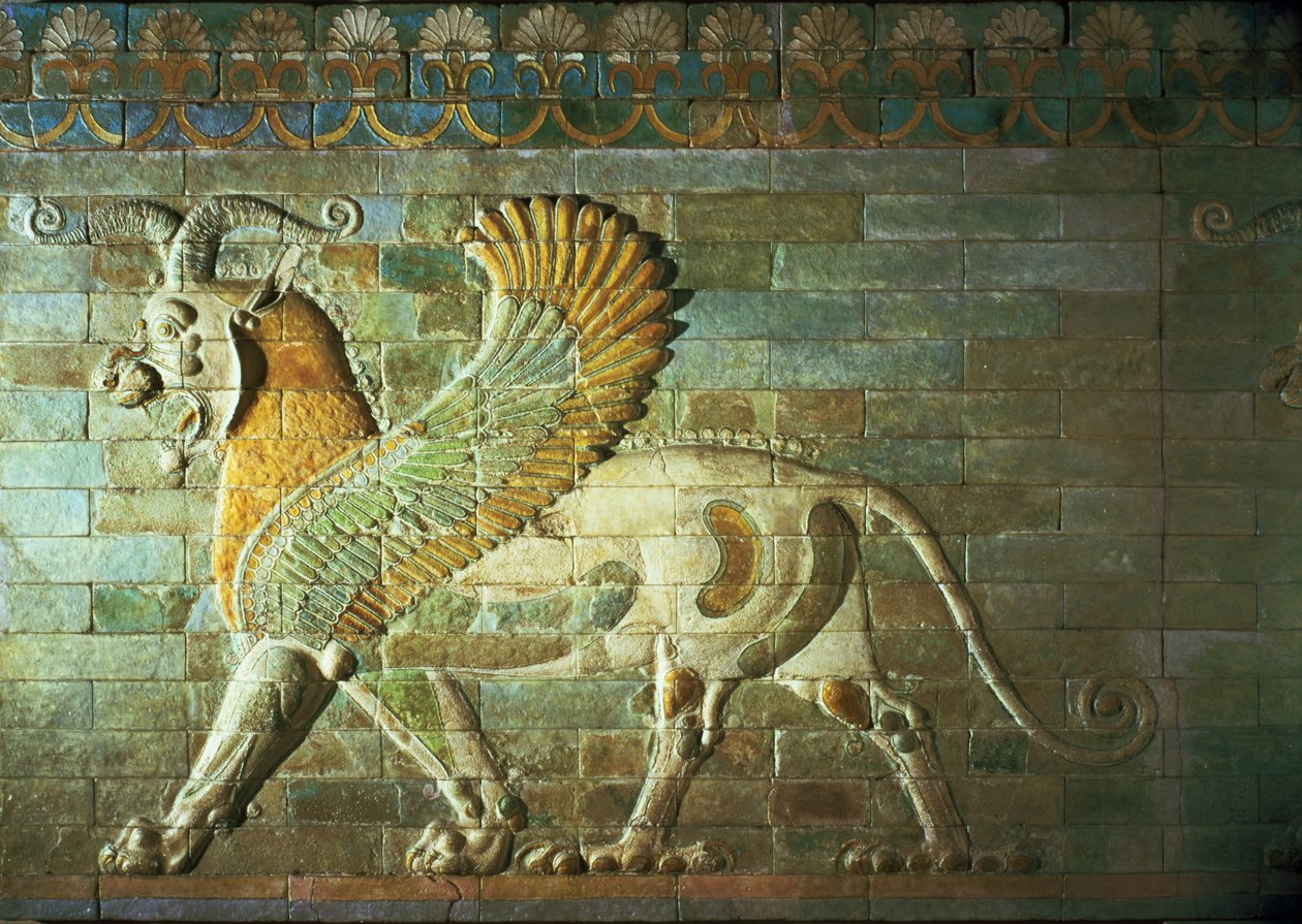 Sfinx, detail van een fries, Mesopotamisch, ca.500 v.Chr. door Unbekannt