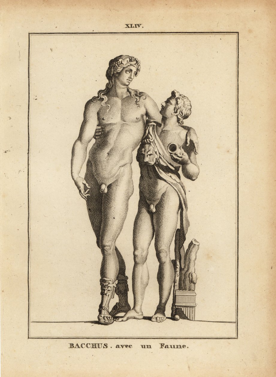 Standbeeld van Bacchus, de Romeinse god van de wijn, en een jonge faun door Unbekannt