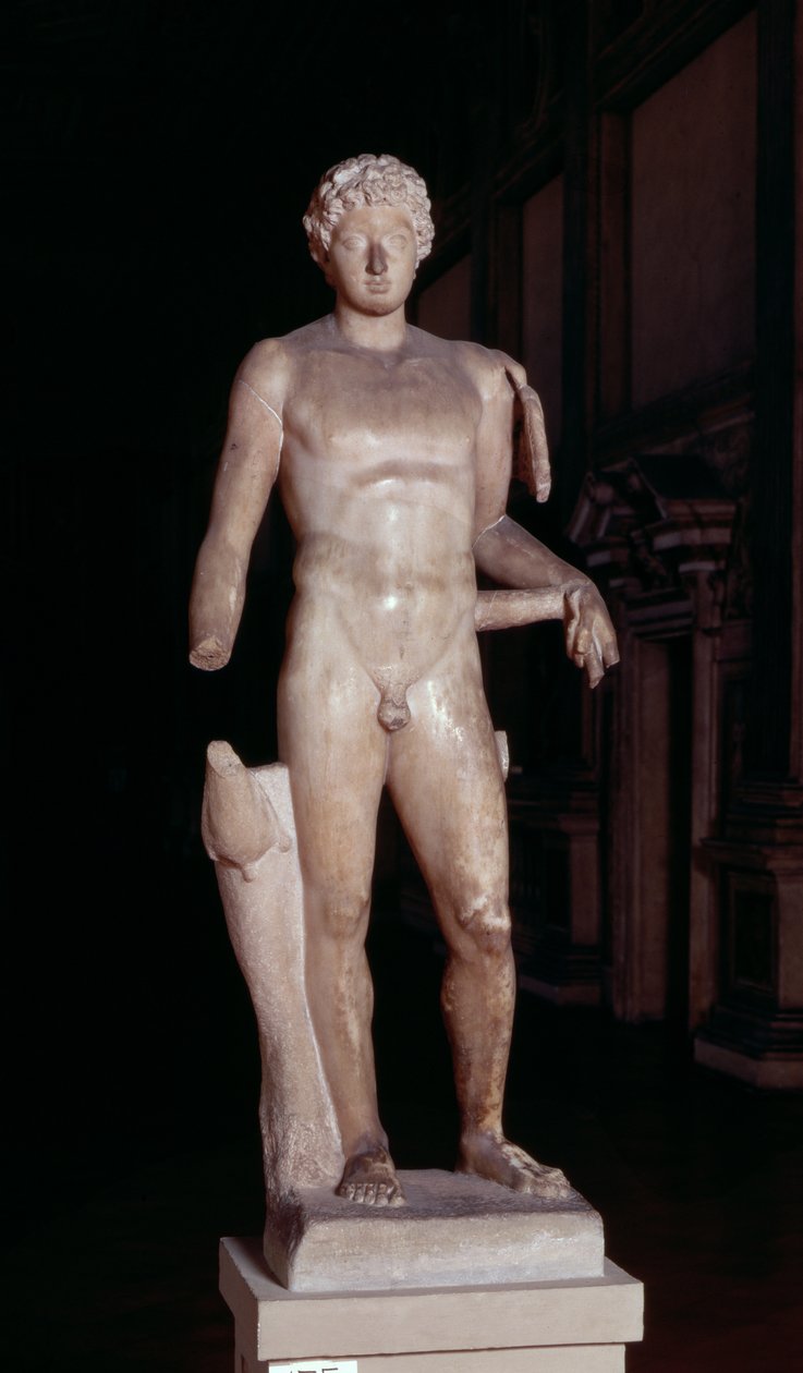 Standbeeld van een jongeling met de attributen van Mercurius, Romeins door Unbekannt