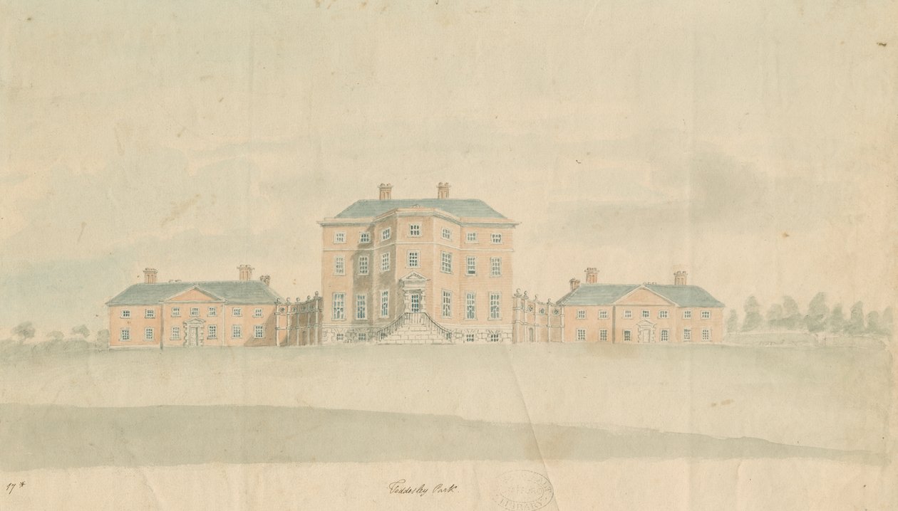 Teddesley Hall: aquarel schilderij, nd [laat 18e eeuw] door Unbekannt