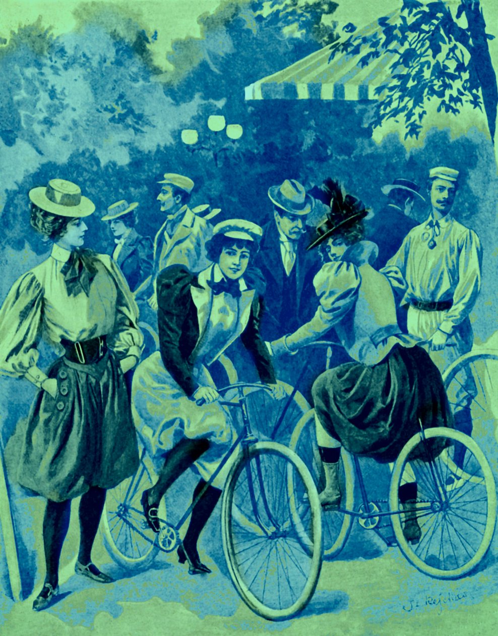 De Mode voor Fietsen in het Bois de Boulogne door Unbekannter Künstler
