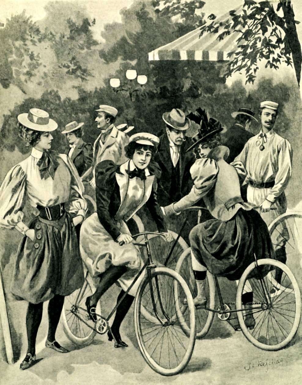 De Mode voor Fietsen in het Bois de Boulogne door Unbekannter Künstler