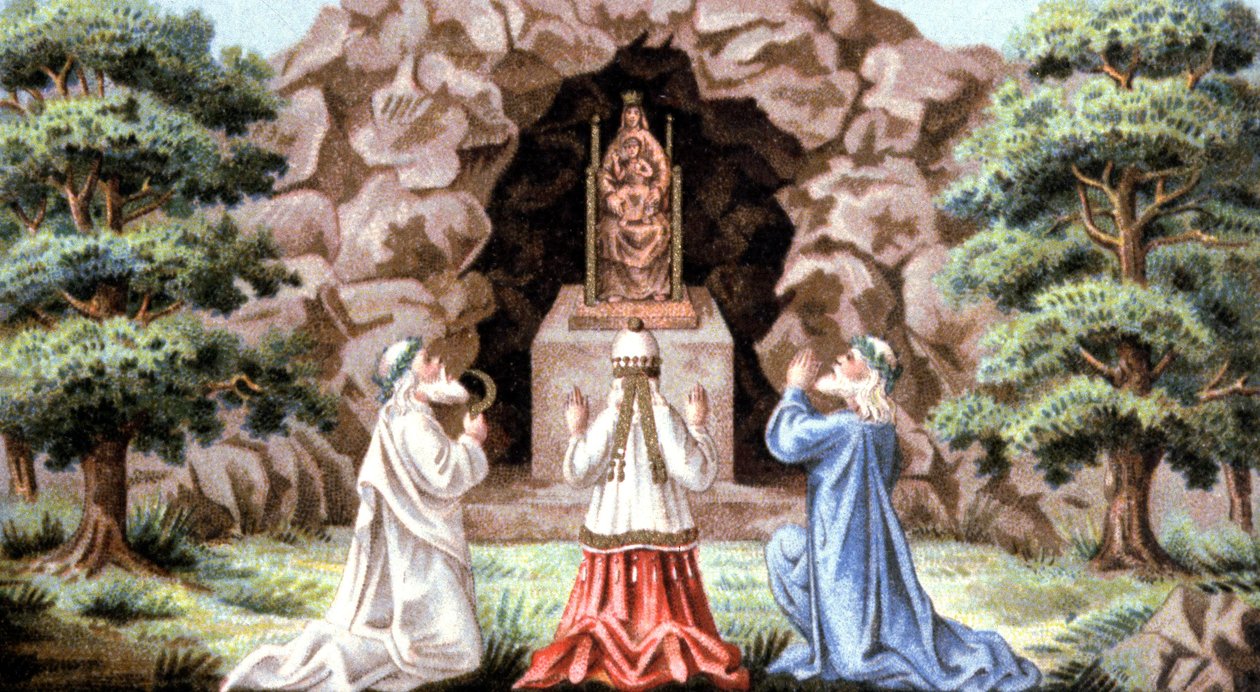 De Gallische druïden aanbidden de Maagd Maria door Unbekannter Künstler