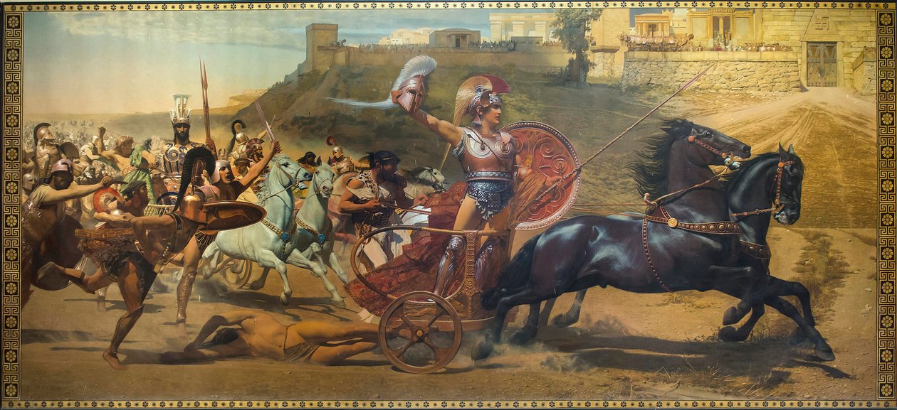 De triomf van Achilles - Schilderij in het Achilleon-paleis, Corfu door Unbekannter Künstler