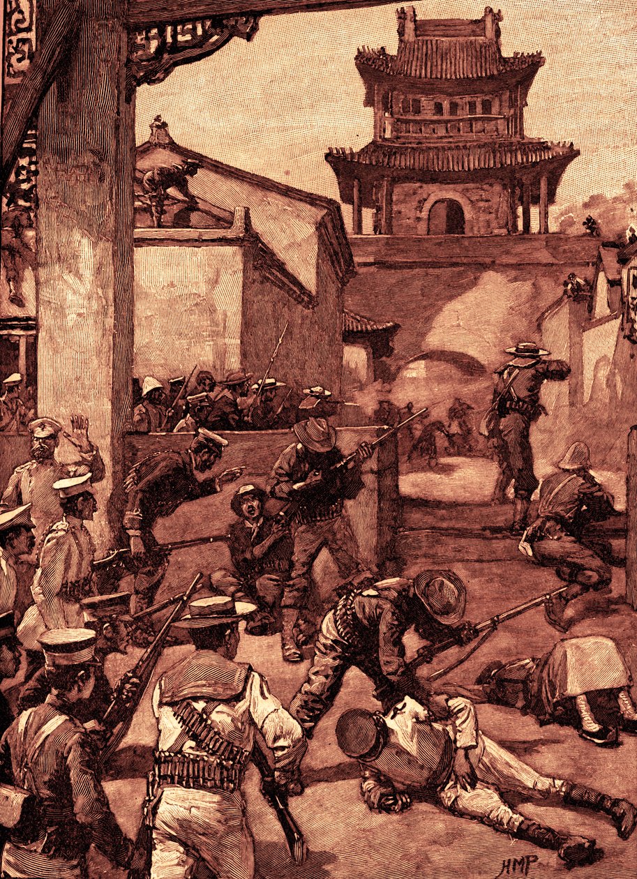 De oorlog in China: Het gevecht bij Tientsin door Unbekannter Künstler