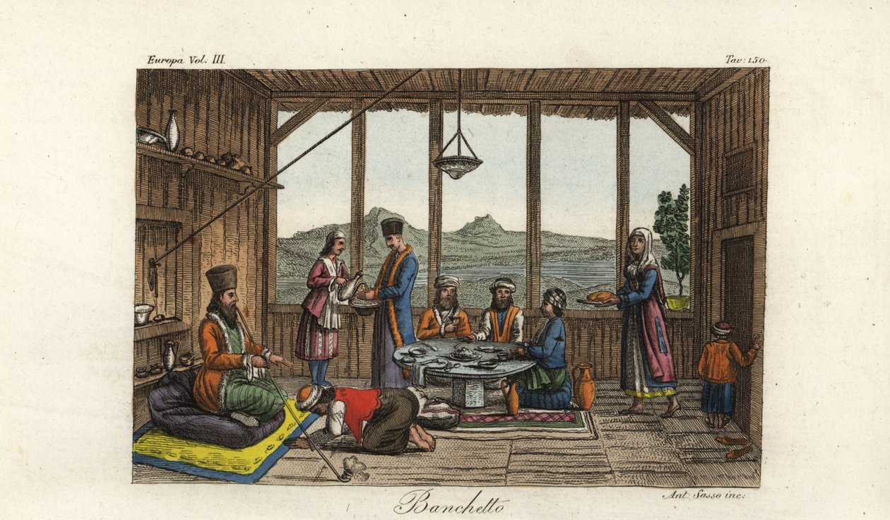 Het banket gehouden voor Dodwell door de Bisschop van Salona in Crisso, Griekenland door Unbekannt