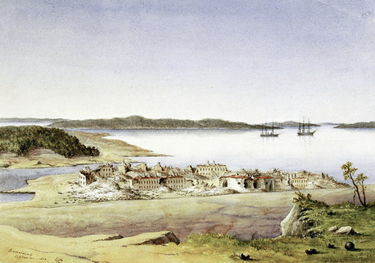 Het fort van Bomarsund, op de Åland-eilanden (Finland), in augustus 1854 door Unbekannter Künstler