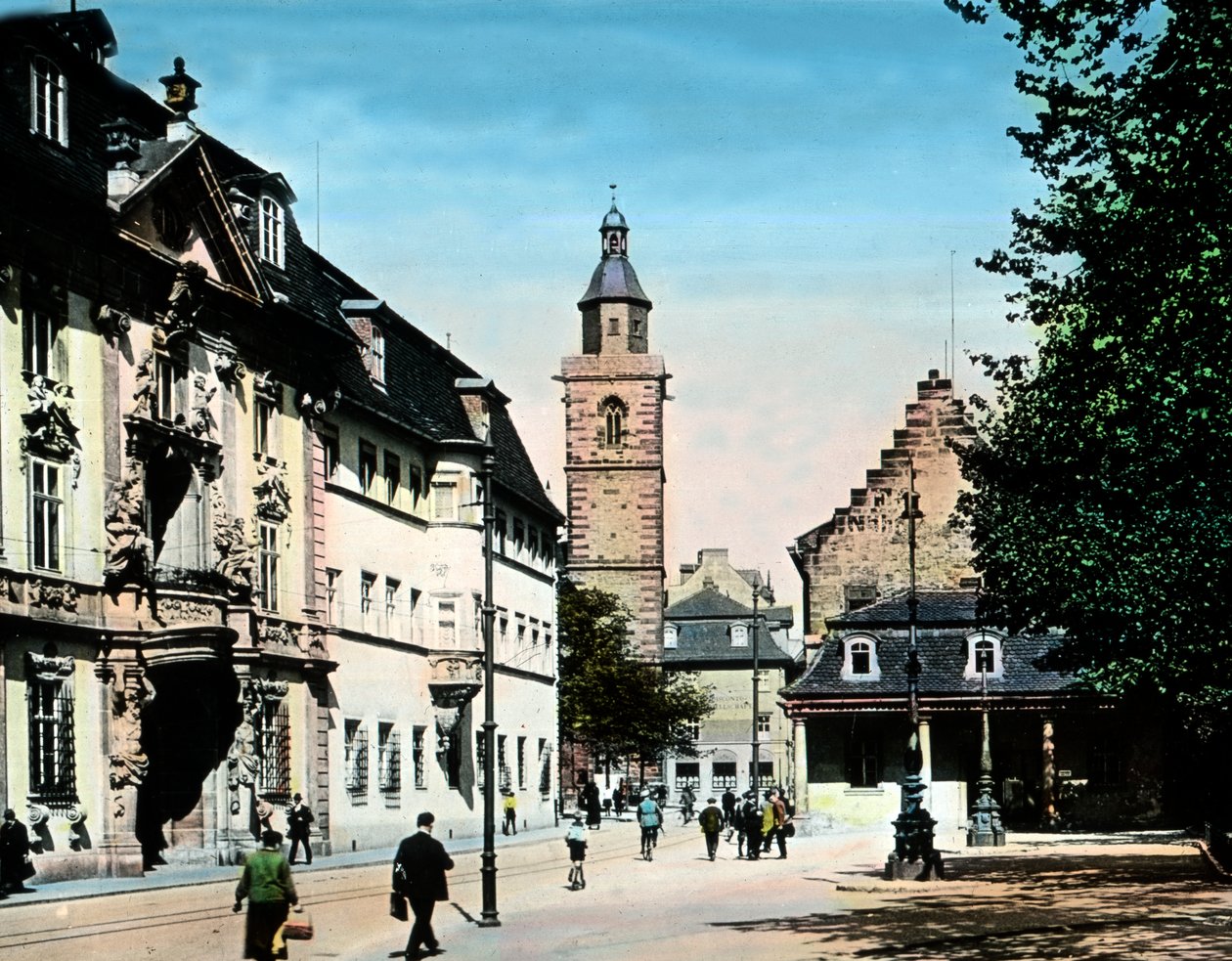 De historische huizen in de stad Erfurt door Unbekannter Künstler