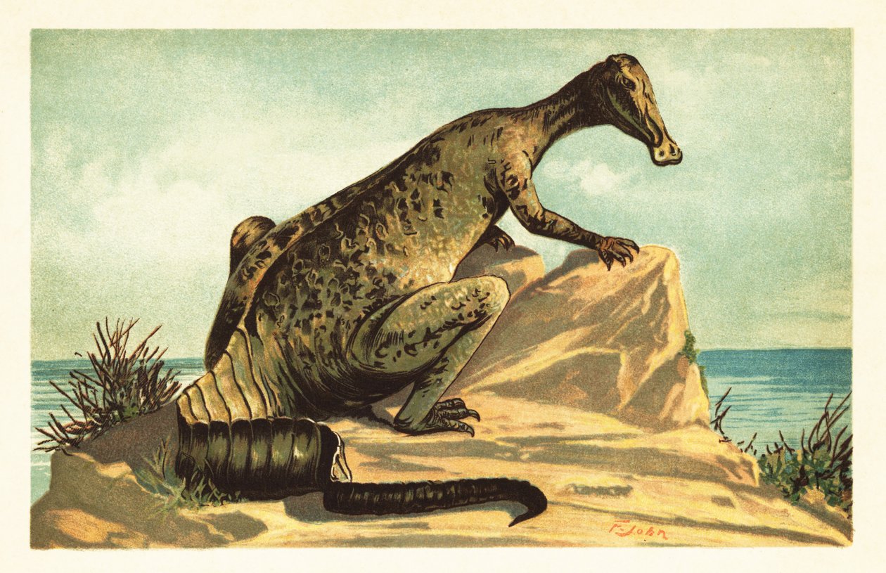 Trachodon mirabilis, uitgestorven hadrosauriër door Unbekannter Künstler