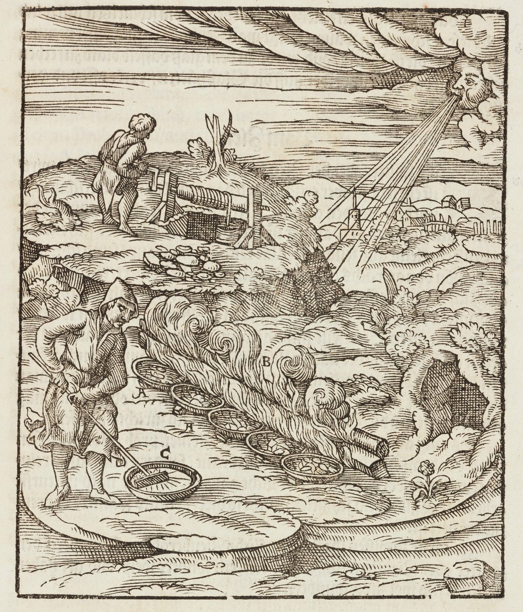 Behandeling van bismut - Gravure uit Description des minerais et des principales methodes d