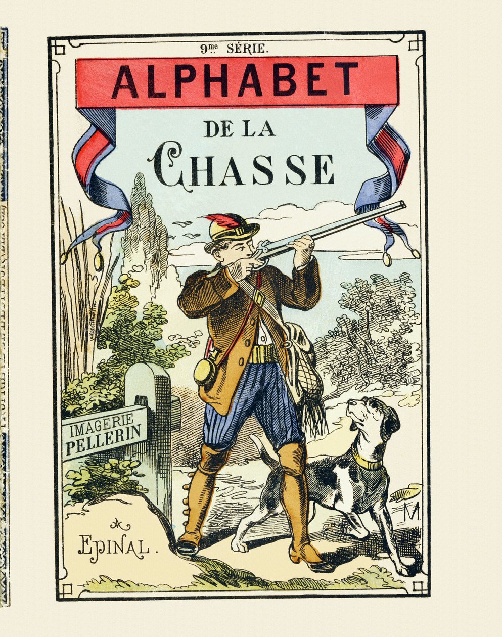 Een jager en zijn hond - Omslag van Het Jachtalfabet - Beeld Pellerin, Epinal, z.d. - 16 pagina