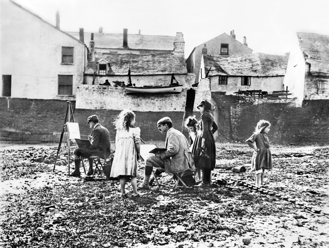 Verenigd Koninkrijk: Kunstenaars schilderen bij de rivier Torridge. Appledore, Devon door Unbekannt