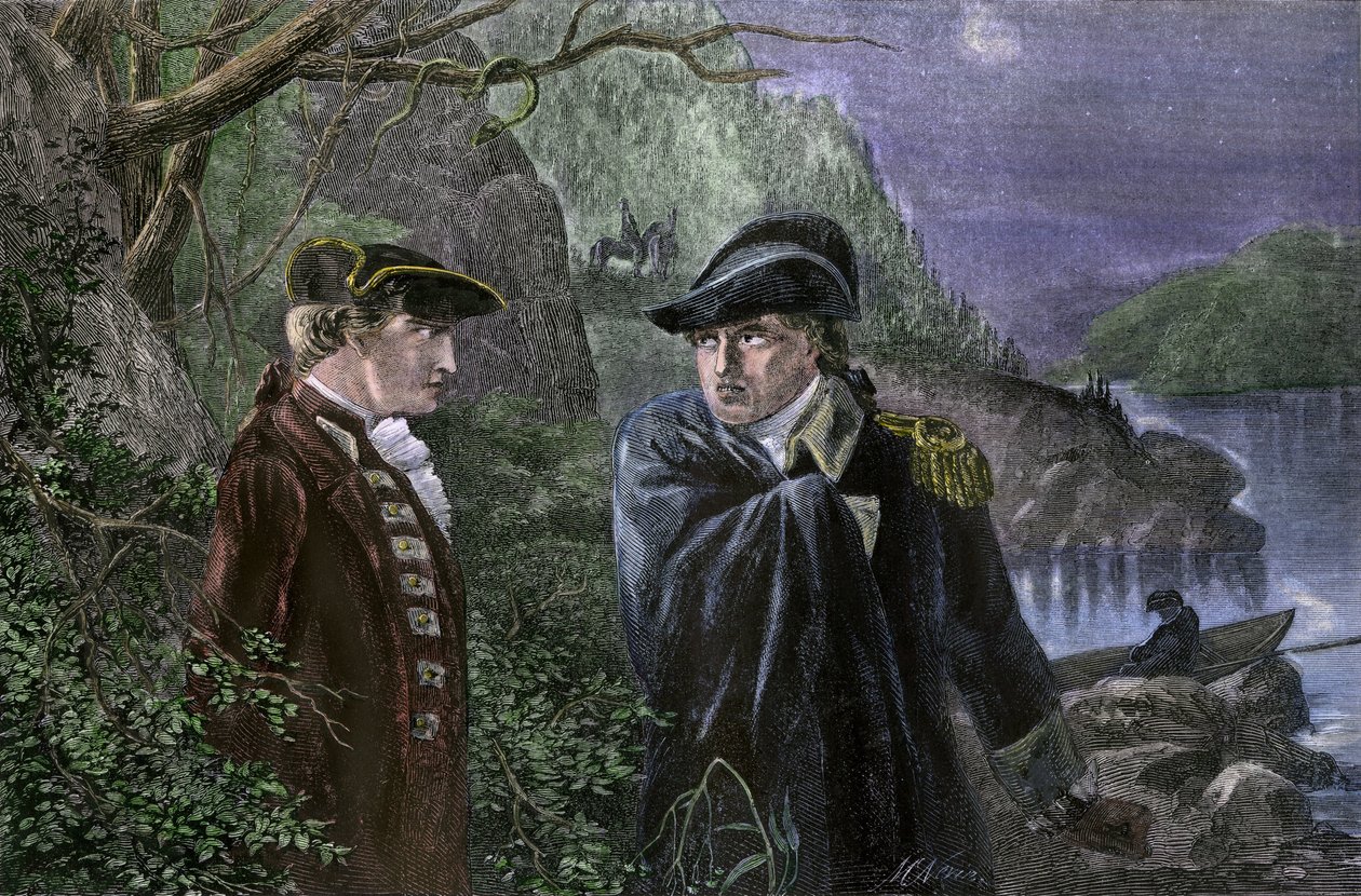 Onafhankelijkheidsoorlog van de Verenigde Staten van Amerika (1775-1783): Benedict Arnold (1741-1801) verraadde zijn vaderland door te beloven West Point aan Engeland over te dragen, juli 1780. Arnold bood aan het fort terug te geven aan de Britten voor 20 door Unbekannter Künstler