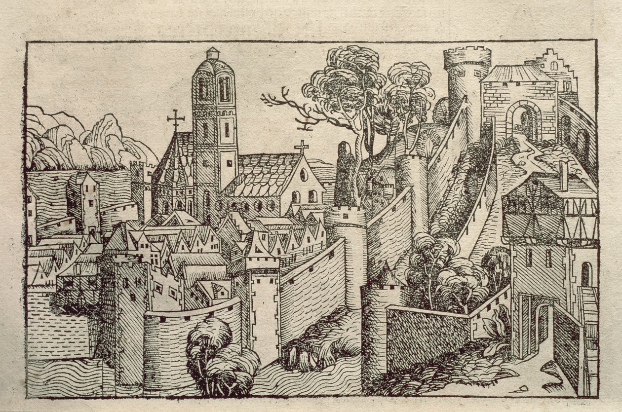 Uitzicht op de Oude Stad Alexandrië uit een boek met gravures getiteld 