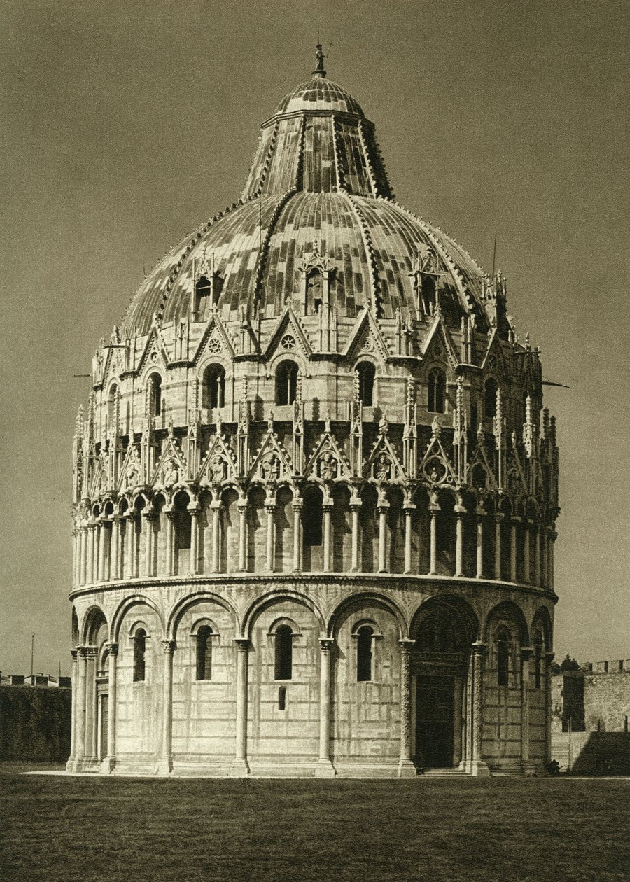 Zicht op het Baptisterium van Pisa door Unbekannt