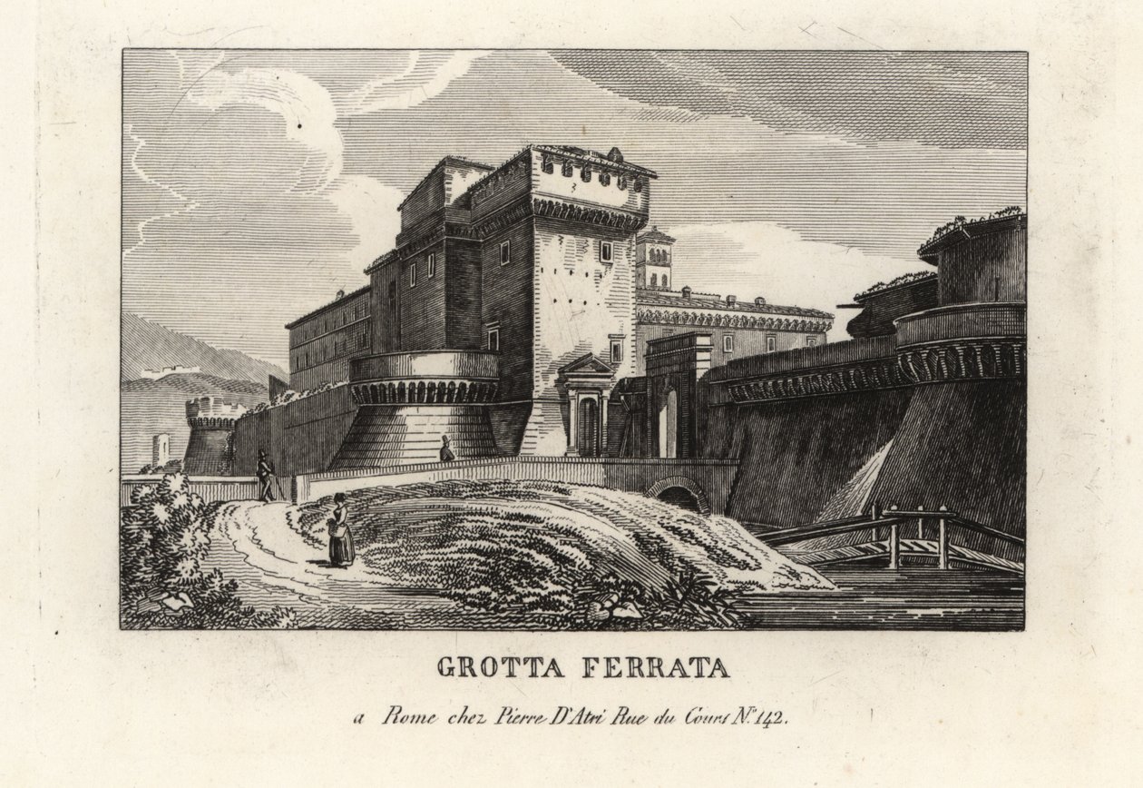 Zicht op de Romeinse kasteelstad Grottaferrata, Rome door Unbekannt