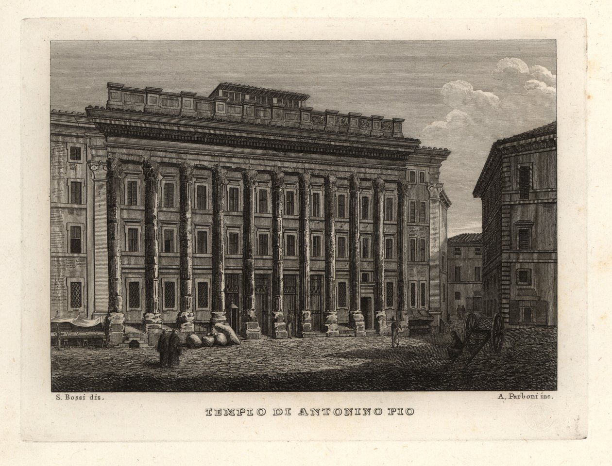 Uitzicht op de Tempel van Antoninus en Faustina, Tempio di Antonino Pio, Rome door Unbekannt