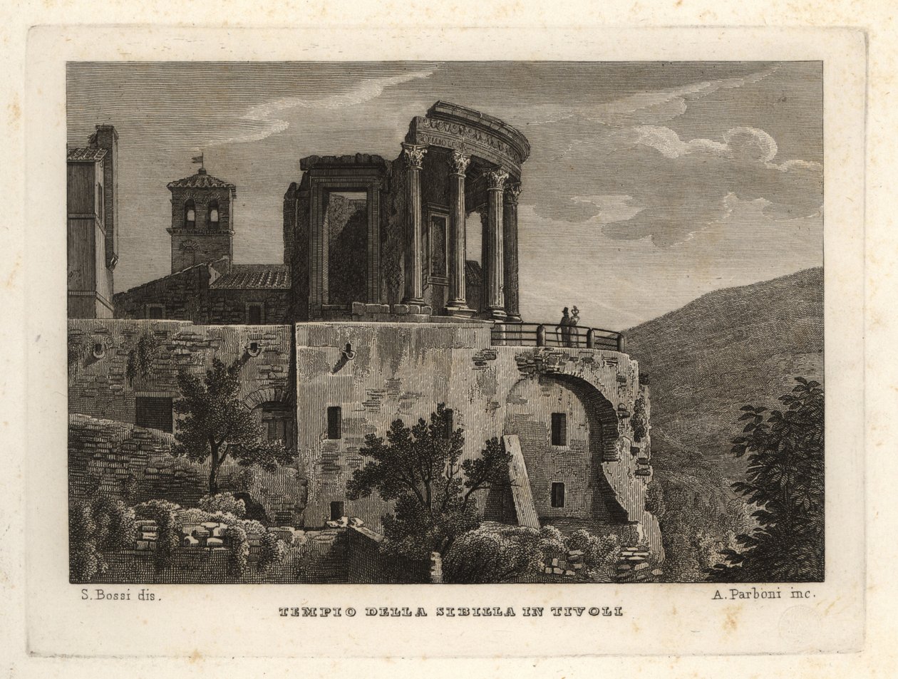 Uitzicht op de Tempel van Sybil in Tivoli, Tempio della Sibilla in Tivoli door Unbekannt