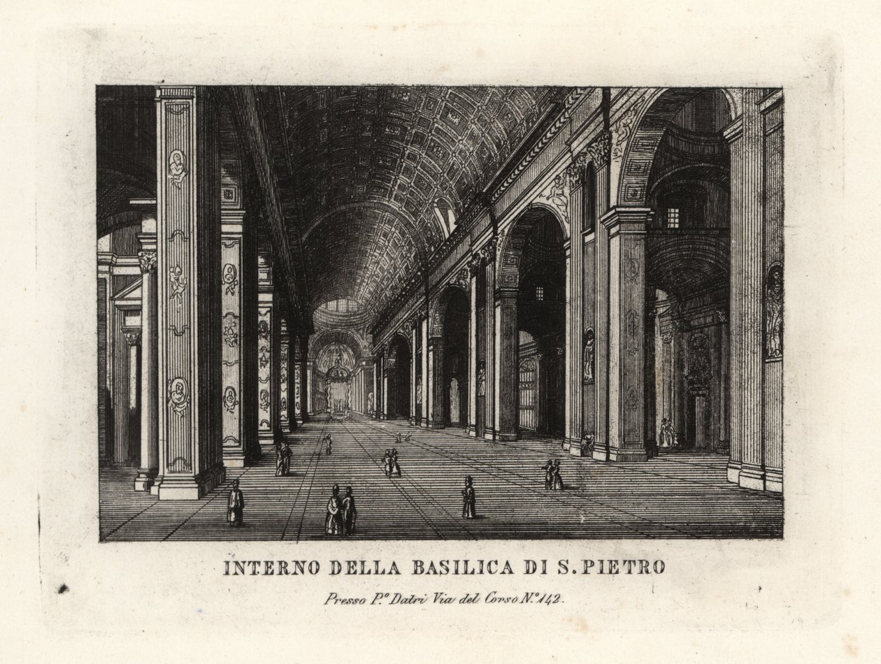Uitzicht op het interieur van de Sint-Pietersbasiliek, Basilica Sancti Petri, Rome door Unbekannt