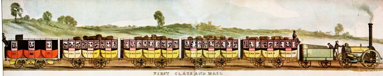 Wagons voor eersteklas passagiers, Liverpool-Manchester Spoorweg door Unbekannter Künstler