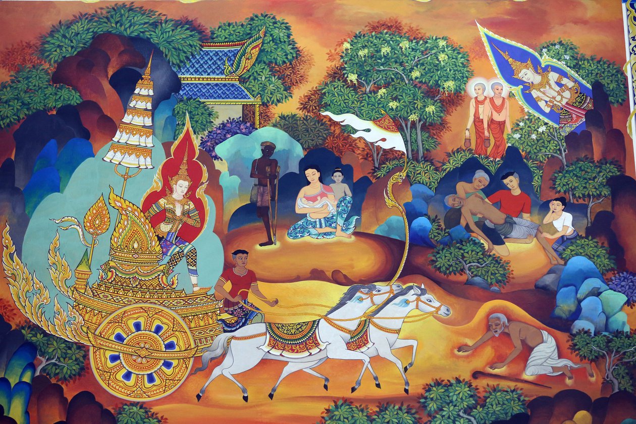 Wat Ananda Metyarama Thai Boeddhistische Tempel. Leven van de Boeddha schilderij, 20160818, Singapore, Singapore door Unbekannt