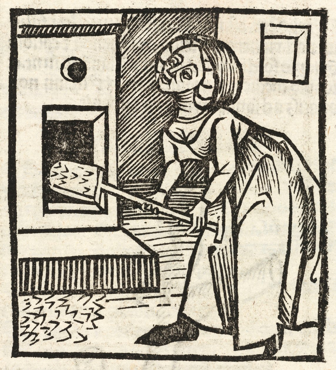 Vrouw met een schop door Unbekannt