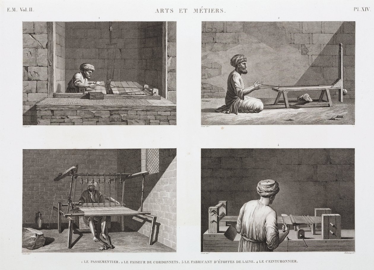 Wol & Kammgaren, Weven, Egypte, ca. 1798 door Unbekannt