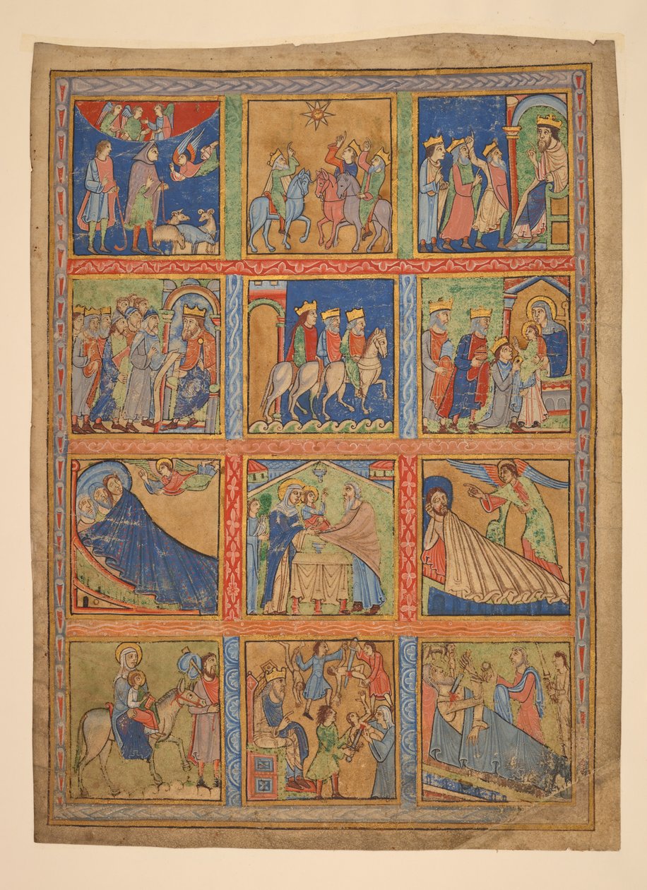 f. 1: Een serie van 24 miniaturen uit het Leven van Christus; Zeven uitsnijdingen uit verluchte manuscripten. 12e eeuw-15e eeuw door Unbekannter Künstler