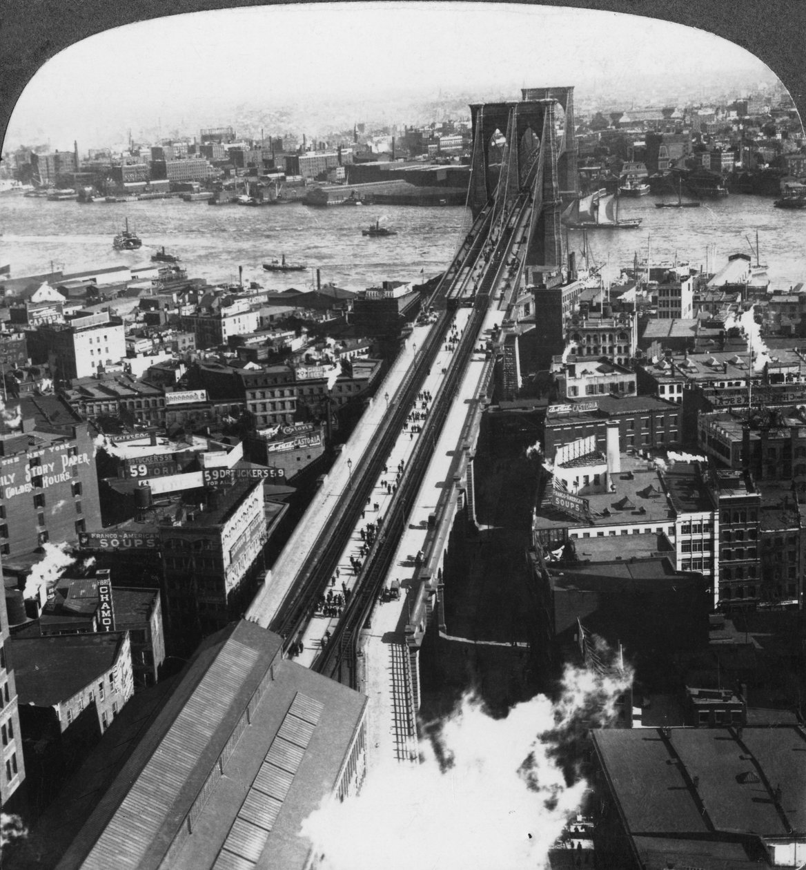 Brooklyn Bridge, New York City, New York, VS, eind 19e of begin 20e eeuw door Underwood and Underwood